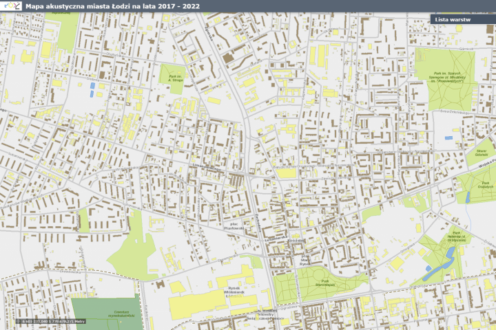 Mapa akustyczna Łodzi - Budynki