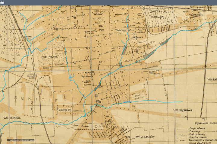 Mapa dawnych rzek w Łodzi - Plan Bałut i Radogoszcza z roku 1913.