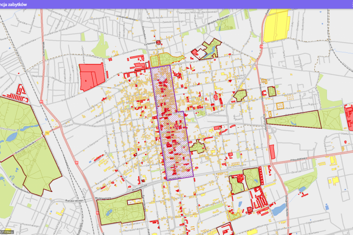 Mapa gminnej ewidencji zabytków - Park Kulturowy ulicy Piotrkowskiej, Obiekty zabytkowe, Osiedla, Parki, Ogrodzenia