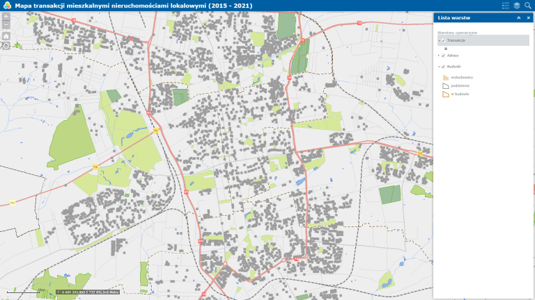 Mapa transakcji mieszkalnymi nieruchomościami lokalowymi