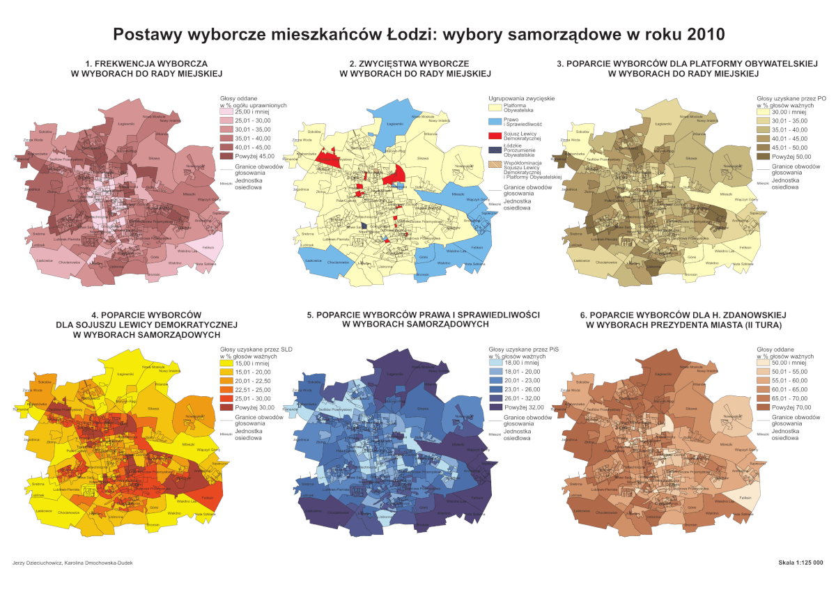 Plan miasta Łodzi - Postawy wyborcze mieszkańców Łodzi